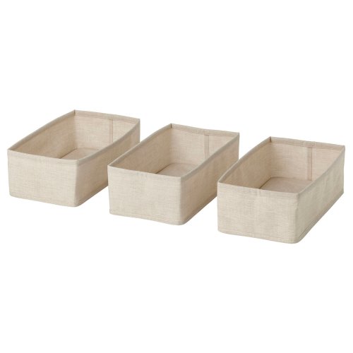 PURRPINGLA Box, set of 3 - textile/beige 20x38x12 cm (7 ¾x15x4 ¾ ")