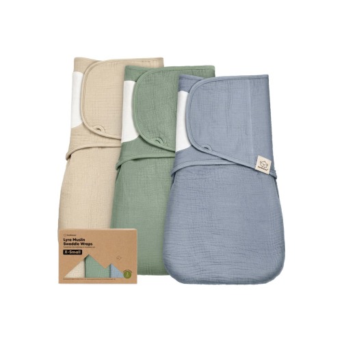 3-Pack Lyra Muslin Swaddle Wraps, X-Small