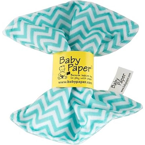 Original Baby Paper - Crinkle Teether and Sensory Toy for Babies and Infants | Turquoise Zig Zag | Non-Toxic, Washable | Great for Baby Showers