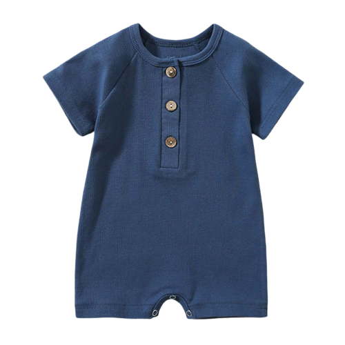 KAOOCXU Boys Girl Comfort Onesie Solid Color Short Sleeve O-Neck Infant Summer Romper Newborn 3 Button Up Cotton Jumpsuit Skin Friendly Lightweight Home Clothing
