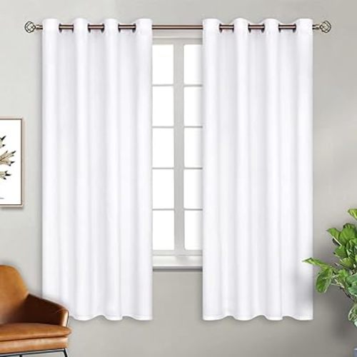 BGment Room Darkening Curtains for Bedroom - Grommet Thermal Insulated Window Treatments Light Blocking Curtains for Living Room, Set of 2 Panels, Each 46 x 63 Inch, Pure White