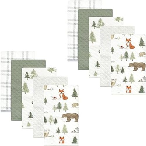 Hudson Baby Unisex Baby Quilted Burp Cloths, Forest Animals, One Size