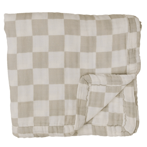 Taupe Checkered Muslin Quilt