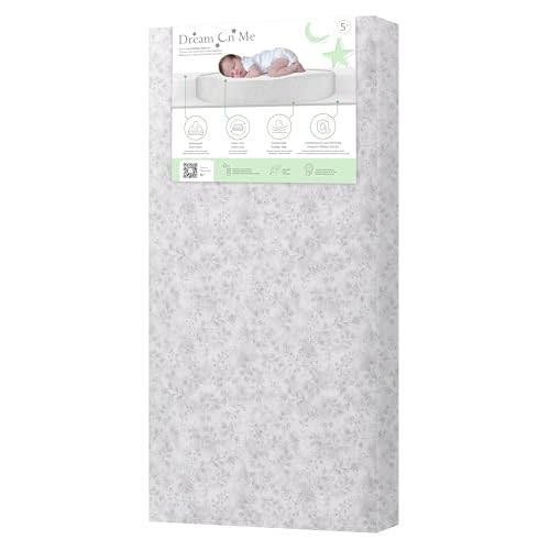 Dream On Me 2 in 1 Serene Snooze Crib and Toddler Mattress in Morning Mist Floral
