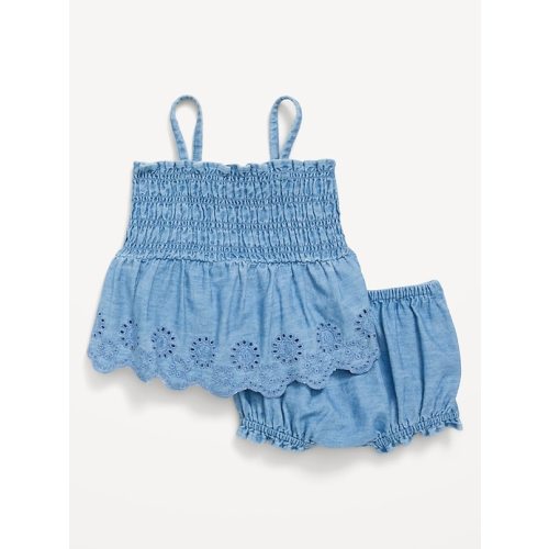 Sleeveless Smocked Peplum Top and Shorts Set for Baby
