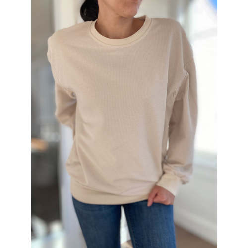 Waffle Knit Solid Crewneck