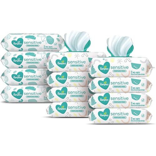Baby Wipes, Pampers Sensitive Water Based Baby Diaper Wipes, Hypoallergenic and Unscented, 8 Pop-Top Packs with 4 Refill Packs for Dispenser Tub, 864 Total Wipes (Packaging May Vary) - 864 Count (Pack of 1) - Refill Wipes