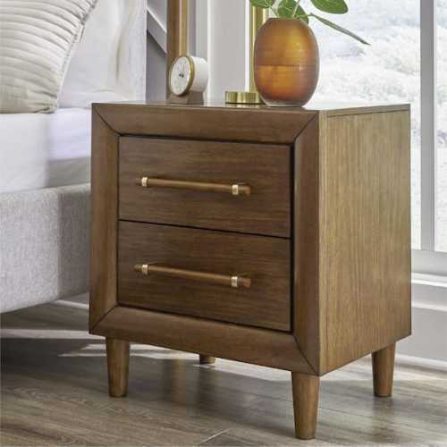 Lyncott Brown 2 Drawer 25 in. W Nightstand