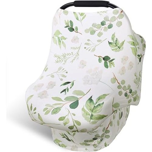 Nursing Cover Breastfeeding Scarf, Car Seat Covers for Babies Infant Carseat Canopy, Stretchy Soft Breathable Multi-Use Cover Ups for Stroller High Chair Shopping Cart, Baby Essentials for Summer