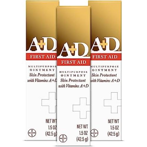 A+D First Aid Ointment, Multipurpose Dry Skin Moisturizer and Skin Protectant, 1.5 Oz (Pack of 3)