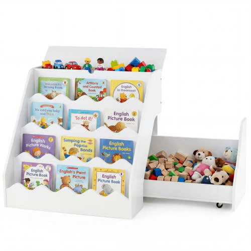 HONEY JOY 2-in-1 Kids Bookshelf & Toy Storage Organizer, Storage Rack