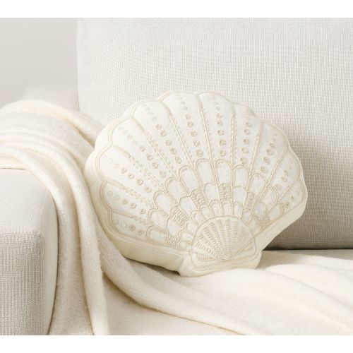 Shell Embroidered Shaped Pillow