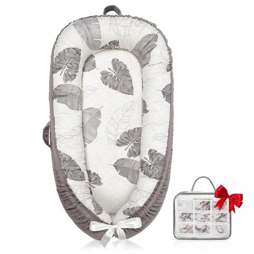 Baby Lounger | Organic Cotton Infant Lounger | Reversible, Adjustable & Portable Floor Lounger | Soft, Breathable, Washable Cover