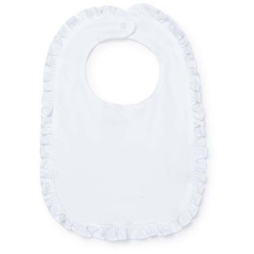 Ruffled Edge Pima Cotton Bib - White