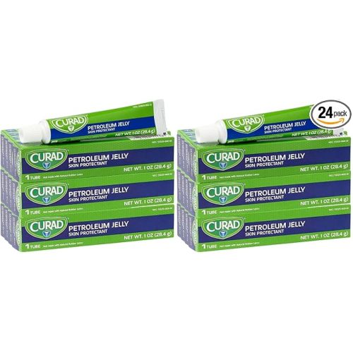 CURAD Petroleum Jelly Skin Protectant,Ointment for Dry Cracked Skin,1 oz Tube,(Pack of 24)
