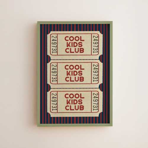 Retro Ticket Print | Boy's Room Decor | Cool Kids Club Wall Art Print | UNFRAMED | KIKIANDNIM
