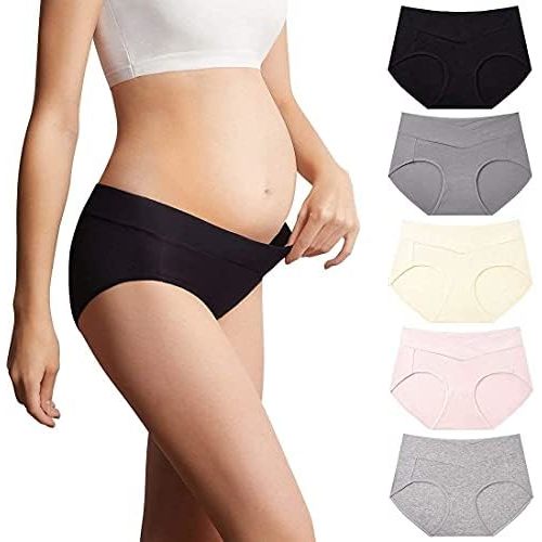 Mama Cotton Women's Under The Bump Maternity Panties Pregnancy Postpartum Maternity Underwear Multi-Pack