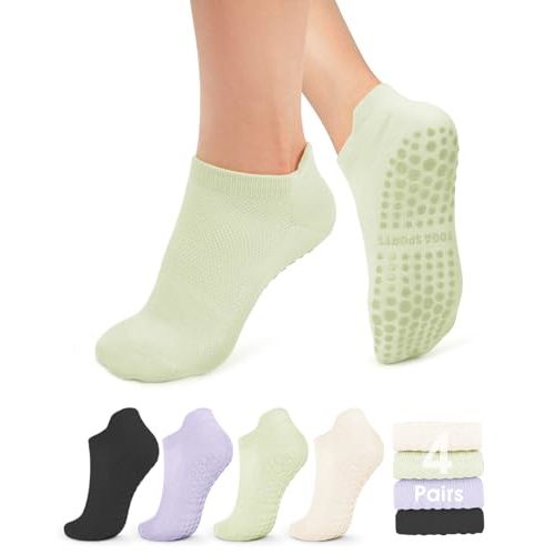 YeuG 4/6 Pairs Pilates Socks for Women - Non Slip Grip Socks for Yoga, Barre, Hospital, Barefoot