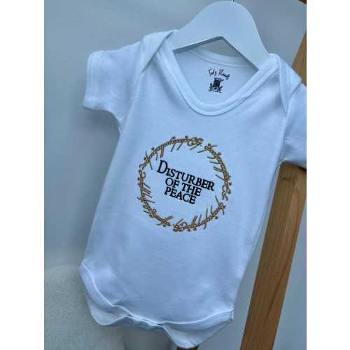 Disturber of the peace Embroidered LOTR inspired Baby Romper