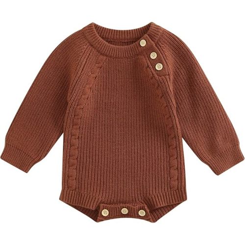 FYBITBO Baby Girl Boy Sweater Knit Oversized Pullover Sweatshirt Romper Onesie Warm Fall Winter Clothes Outfit Newborn
