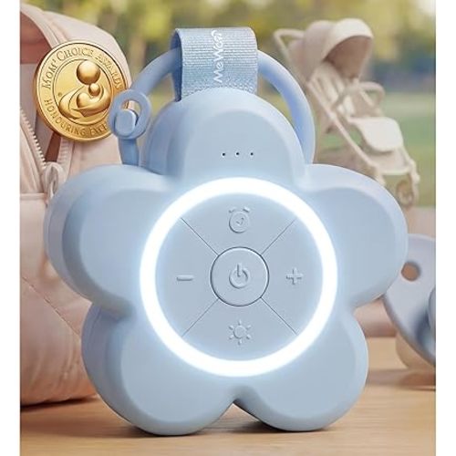 Mewaii Portable White Noise Sound Machine Baby | 25 Soothing Sounds | Rechargeable Travel Sound Machine for Kids with Night Light | Newborn Essentials Shower Gift | Nursery, Home, Sleep Aid (Blue)