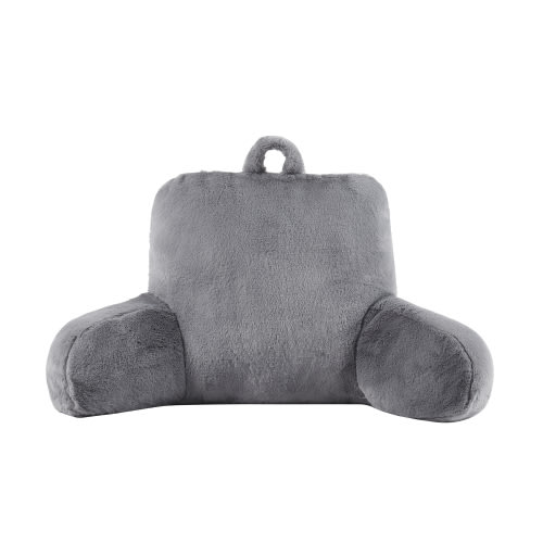 Mainstays Faux Fur Plush Bedrest Pillow, Specialty Size, Gray