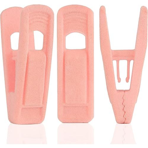 Tinfol Pink Velvet Hanger Clips Pack of 24, Pants Velvet Clips, Premium Large Opening Clothes Pin, Strong Finger Flocked Clip Perfect for Use with Slim-line Clothes Velvet Hangers