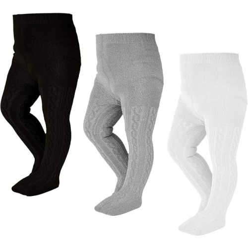 0-3 Months, tights, White/Black/Light Grey (Pack of 3)