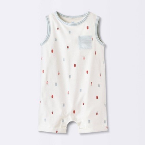 Baby Popsicle Henley Tank Romper - Cloud Island™ White Newborn
