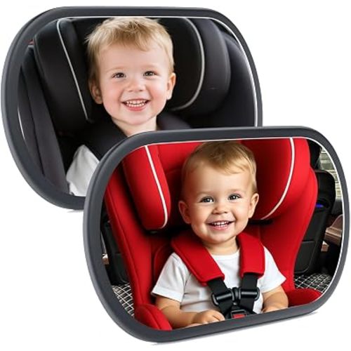 Baby Car Mirror for Rear Facing Seat, Black 2-Pack