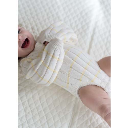 ‘Yellow Stripe’ Ribbed Knit Onesie – Oat Co