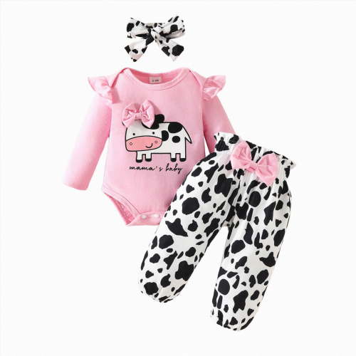 NLOMOCT Infant Girl Clothes 3 Pcs Newborn Baby Girl Clothes Romper Daisy Print Pants Infant Girl Outfit with Headband Red,0-3 Months