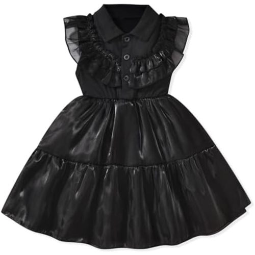 Unutiylo Baby Girls Halloween Dress Sleeveless Ruffle Black Party Tutu Dress 6M-4T