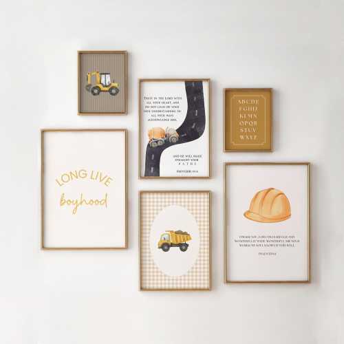 Artwork for Boy Nursery, Wall Art Prints Bedroom, Construction Vehicle, Digital Download