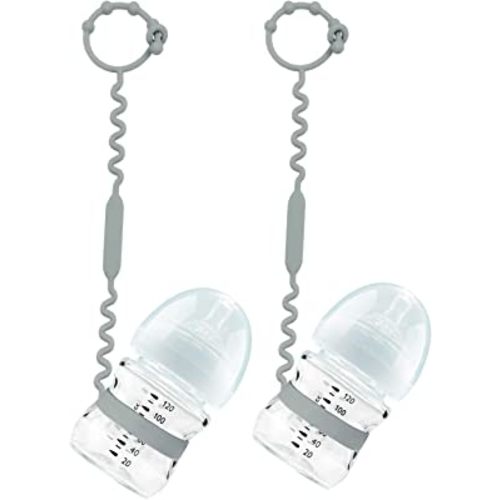 Yunaeduo Silicone Sippy Cup Leash for Baby - 2 Pack Sippy Cup Straps Food Grade Silicone - Keep Bottles and Sippy Cups Off The Floor - Keep Cups Sanitary, Dishwasher Safe - Gray