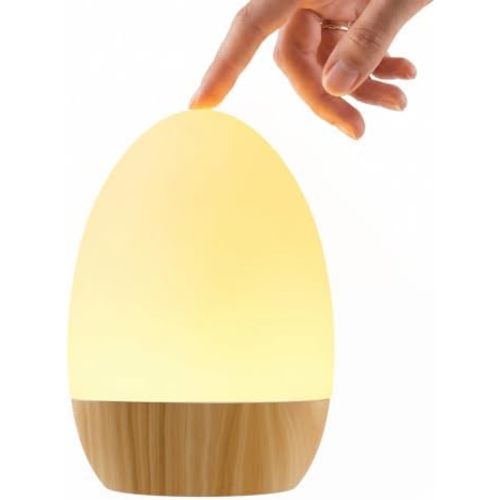Night Light for Baby Nursery, Rechargeable Touch Egg Light with 17 Color Modes, Stepless Dimmable Baby Night Light for Breastfeeding & Kids Bedroom (Beech-1P)