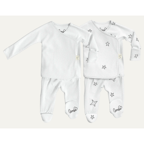 Baby Bundle Footie - Milk + Stars Twin Pack – Bonsie Skin to Skin Babywear