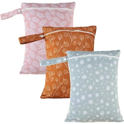 Happy Flute 3 Set Wet Bag Storage Bag Waterproof Washable Travel Bags, Beach, Pool, Gym Bag for Swimsuits & Wet Clothes for Baby(Dandelion)