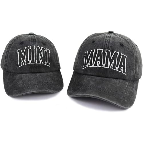 2PCS Mama and Mini Matching Hats, Adjustable Embroidered Cotton Mommy and Me Baseball Cap