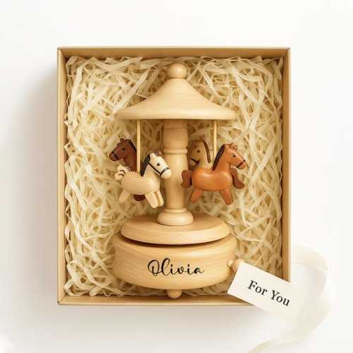 Personalized Wooden Carousel Music Box – Newborn Baby Keepsake - Etsy
