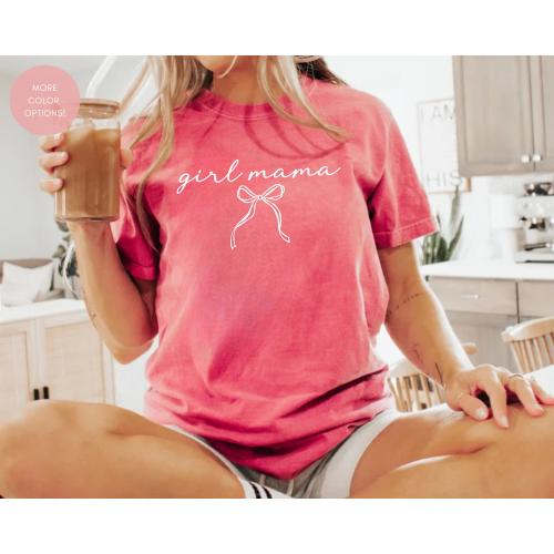 Girl Mama Shirt, Coquette Mom Tee, Mom of Girls Shirt, Mother's day Gift, Mom Birthday Gift, Mama of Girls Shirt, Coquette Bow Mama