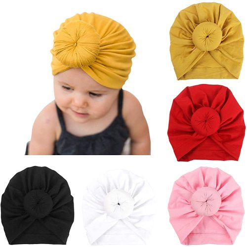 DRESHOW BQUBO 5 Pieces Baby Turban Hats Turban Bun Knot Baby Infant Beanie Baby Girl Soft Cute Toddler Cap