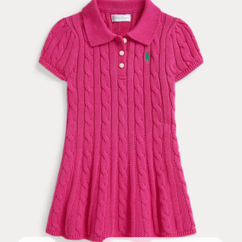 Cable-Knit Cotton Polo Sweater Dress