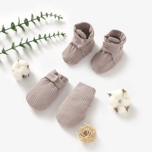 Tiny Alpaca | Organic Cotton Newborn Ribbed Mittens & Booties Set  | 0-12 Months | Gender Neutral | Baby mittens | Baby Shower Gift | 1 Pair