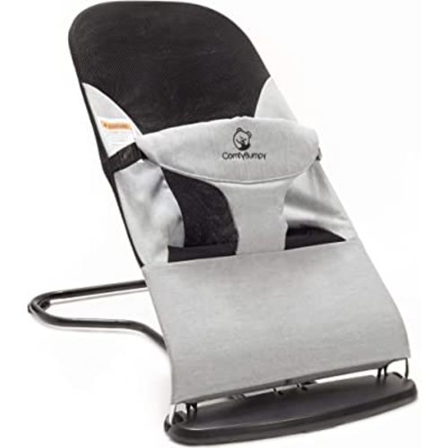 ComfyBumpy Ergonomic Baby Bouncer Seat - Bonus Travel Carry Case - Safe, Portable Bouncing Chair with Adjustable Height Positions - Infant Bouncy Seat Perfect for Newborn Babies (Grey)