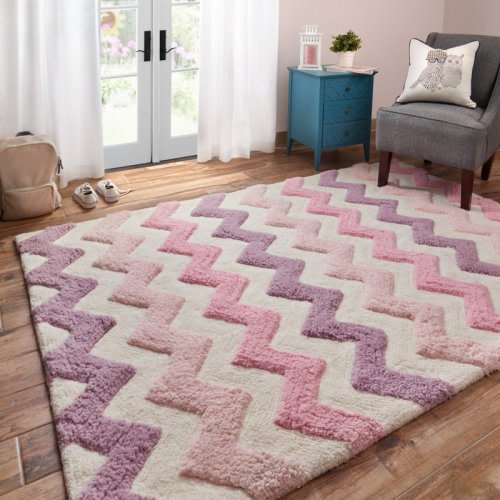 Harriet Bee Ransome Pink/Purple Shag Area Rug | Wayfair