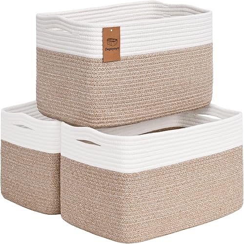 Woven Storage Baskets, Baskets for Organizing, 3 Pack Woven Basket for Storage, Storage Baskets for Shelf, Towel, Toy, Book, Closet, Baby 15"×10"×9"