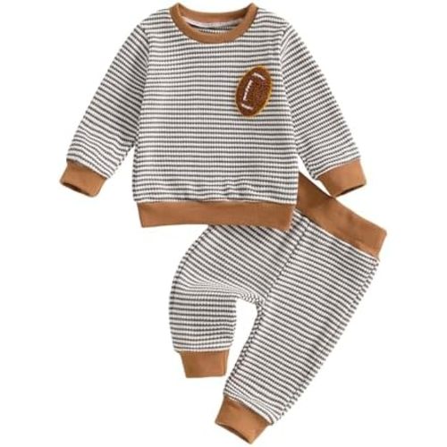 CIYCUIT Conjunto de ropa de sudadera a rayas para bebé niño pequeño