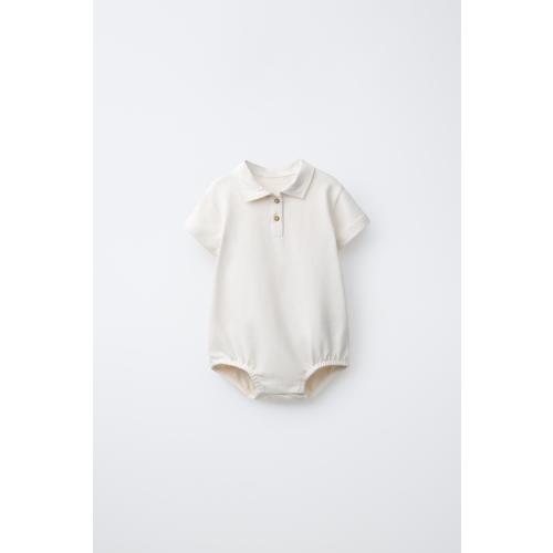 Polo Collar Bodysuit - Oyster White