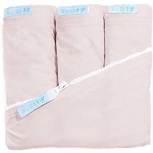 QuickZip Crib Sheet Set - Faster, Safer, Easier Baby Crib Sheets - Includes Blush Wraparound Base & 3 Zip-On Crib Sheets – Blush 100% Cotton - Fits All Standard Crib Mattresses